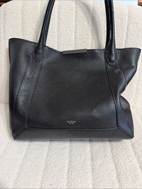 Botkier Black Pebbled Leather Tote with Metal Accent